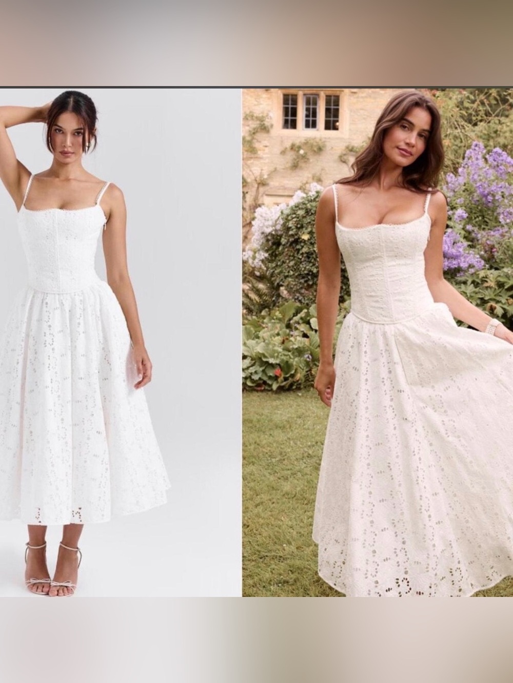 House of CB White Eyelet Midi Dress